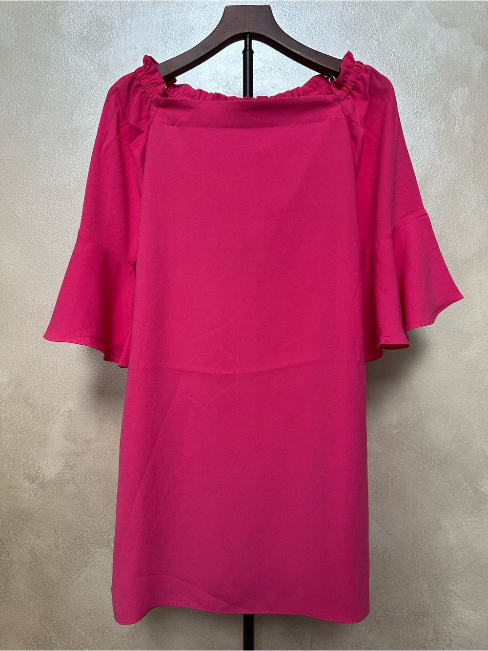 Trina Turk Knox Mini Dress NWT Hot Pink Flared Trumpet Sleeve Size XS - Picture 2 of 11